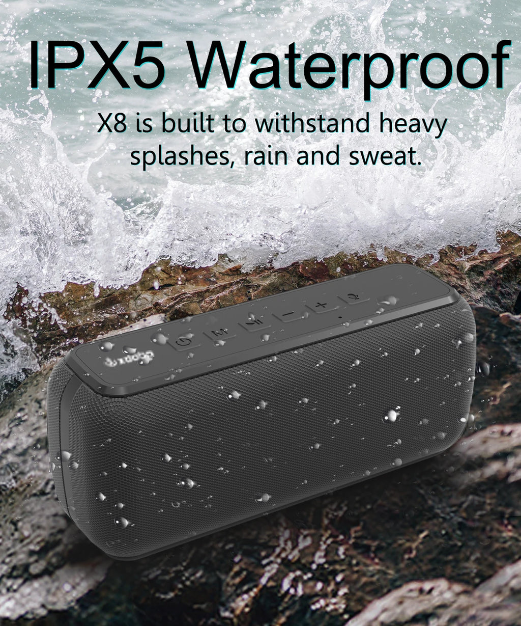60W Portable Bluetooth Speaker - TWS Wireless, IPX5 Waterproof, 6600mAh Battery, Extra Bass, AUX/USB/TF Card Support for Outdoor & Camping