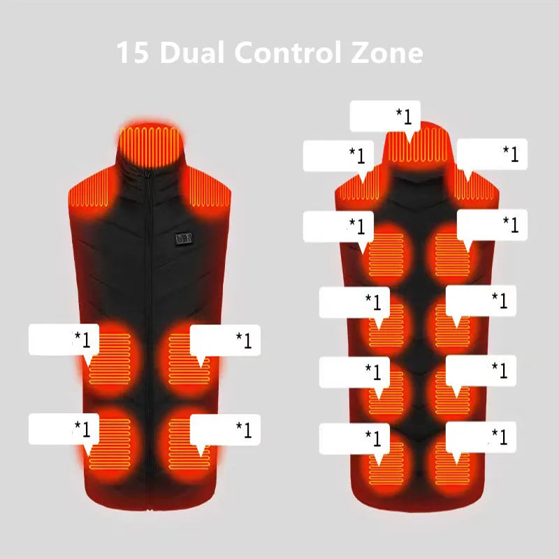 USB Heated Jacket - 11-Zone Rechargeable Electric Winter Coat for Men & Women, Thermal Outdoor Heating Jacket