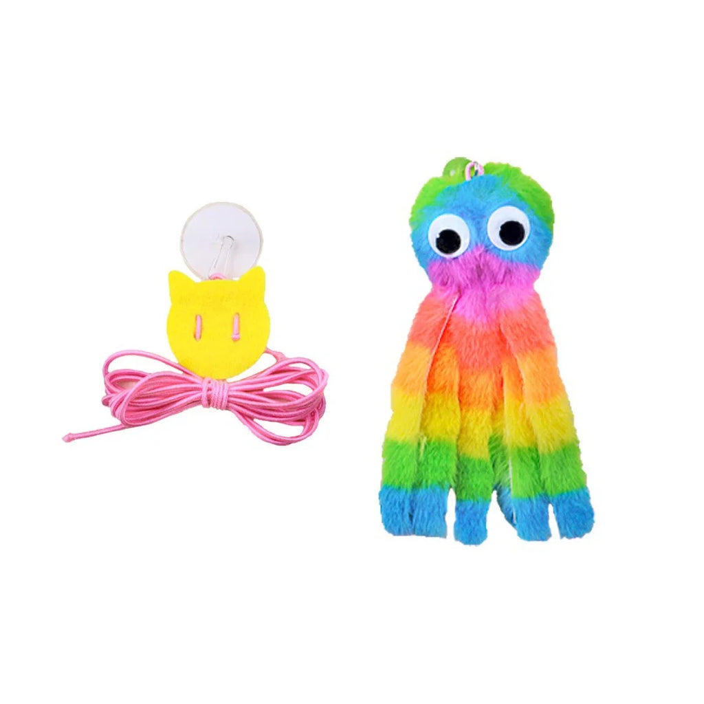 Interactive Sound Octopus Cat Toy Mint Plush with 1.5 ft (45 cm) Adjustable Elastic Rope