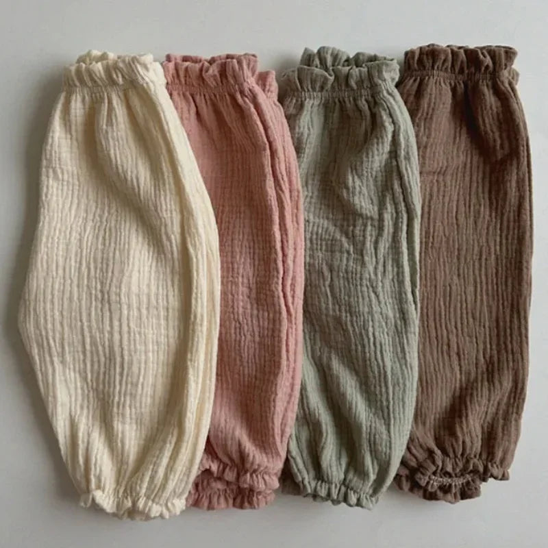 Organic Cotton Baby Pants – Soft Muslin Bloomers for Newborns & Toddlers, Elastic Mid Waist, Cute Animal & Floral Prints