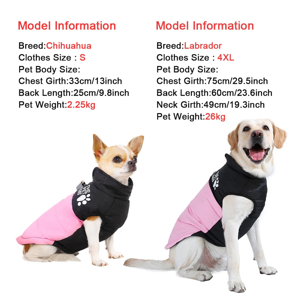 Waterproof Windproof Dog & Cat Jacket – Warm Winter Pet Coat XS-6XL with D-Ring Leash Attachment