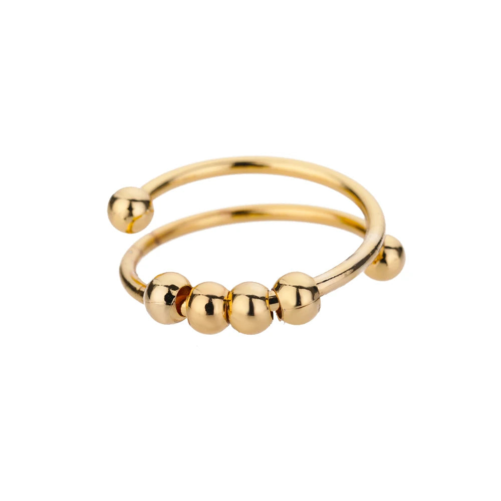 316L Stainless Steel Gold-Tone Women's Ring – Hypoallergenic Classic Tension-Set Wedding & Couple Ring