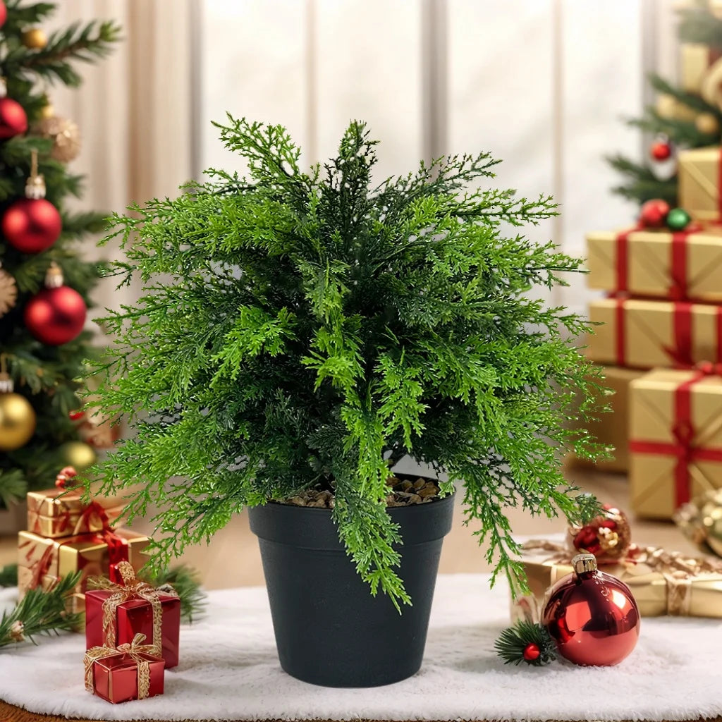 Artificial Cypress Topiary with Ground Spike – UV Resistant Faux Cedar Shrub for Front Porch & Outdoor Decor