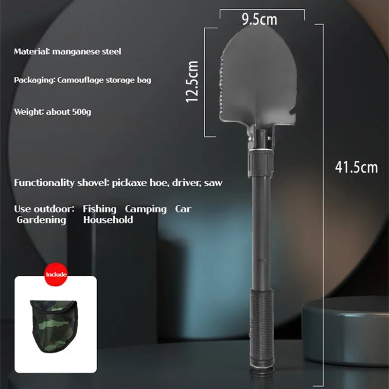 Foldable Camping Shovel 1-Pack Multifunctional Portable Entrenching Tool for Hiking & Outdoor