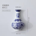 Antique Blue and White Porcelain Wall-Hanging Vase Ceramic Flower Container for Lucky Bamboo and Living Room Decor