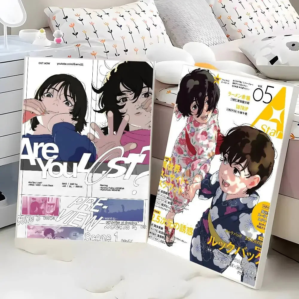 Anime Look Back Poster Removable Waterproof Sticky Wall Art Aesthetic Decor for Living Room Bedroom Bar