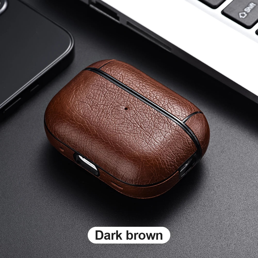Leather AirPods Case Protective Cover Compatible with AirPods Pro, Pro 2, Pro 3, AirPods 3 & AirPods 4 (USB-C Compatible)