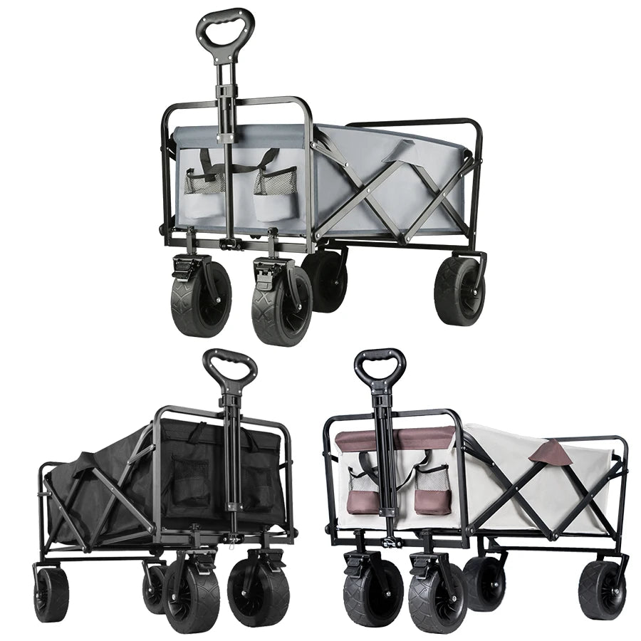 Heavy-Duty Collapsible Folding Beach Wagon Large Capacity Portable Utility Cart with All-Terrain Wheels