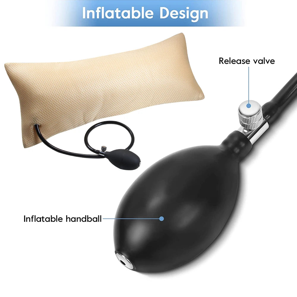 Inflatable Lumbar Support Pillow – Removable Washable Cover, Adjustable Air Cushion for Lower Back Pain Relief, Travel & Office