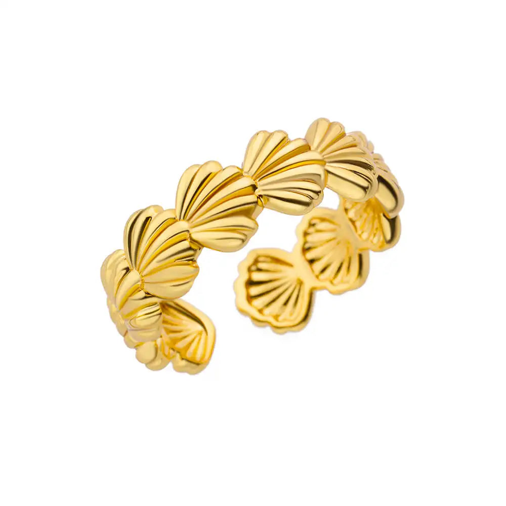 316L Stainless Steel Gold-Tone Women's Ring – Hypoallergenic Classic Tension-Set Wedding & Couple Ring