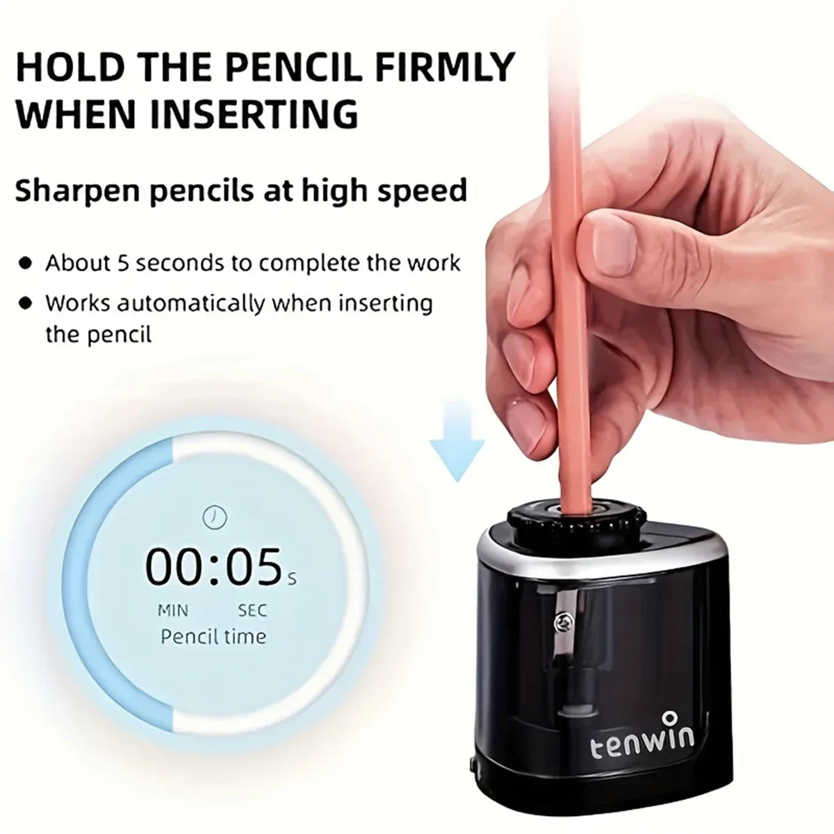 Automatic Electric Pencil Sharpener (6–8mm / 0.24–0.31 in) Desktop for Students, School & Office