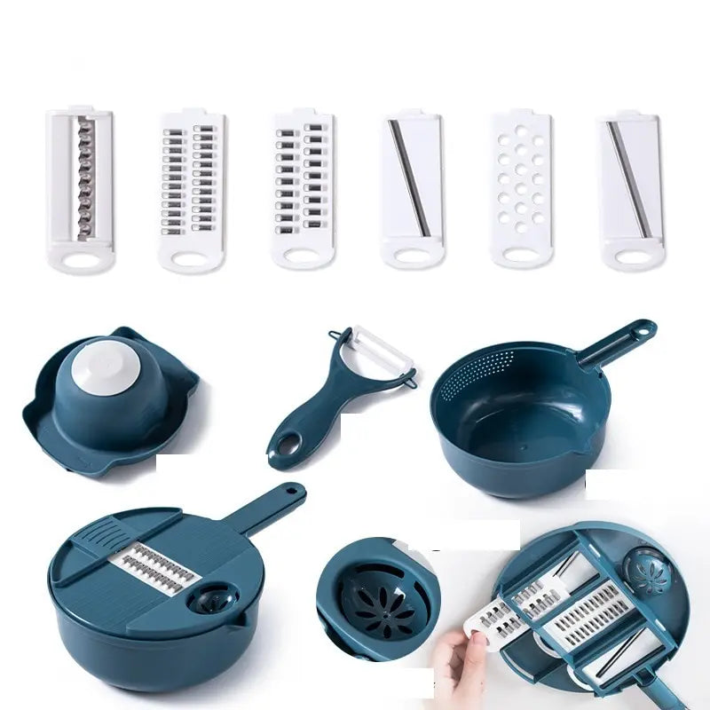 Manual Vegetable Chopper & Grater – Handheld Salad Shredder for Carrots and Potatoes – Eco-Friendly (Pink, Green, Blue)
