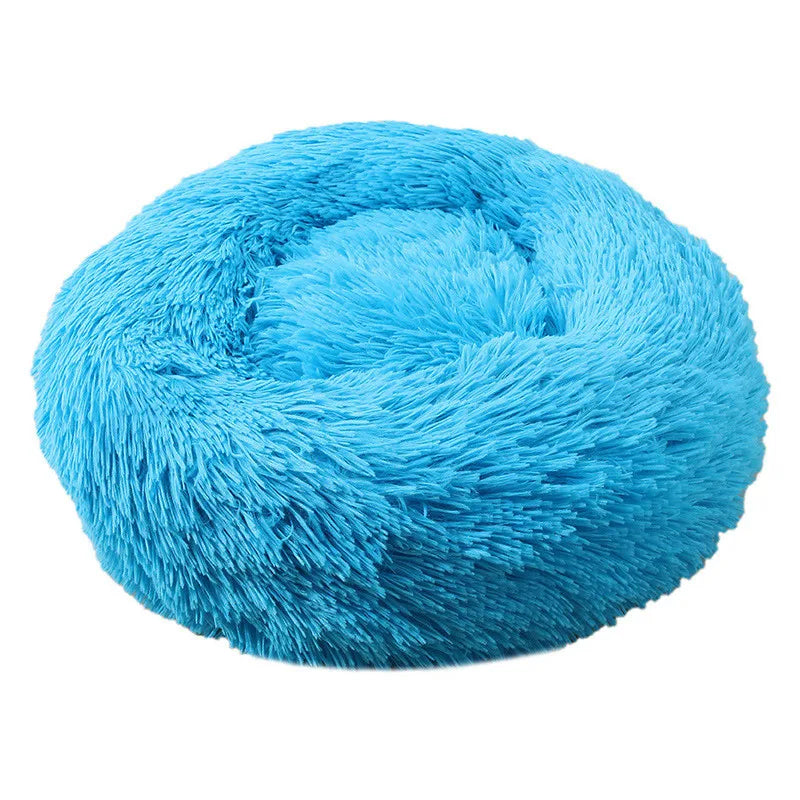 Round Plush Pet Bed 40–100cm (15.7–39.4 in) — Super Soft Long Plush Dog & Cat Bed, Winter Warm Nest
