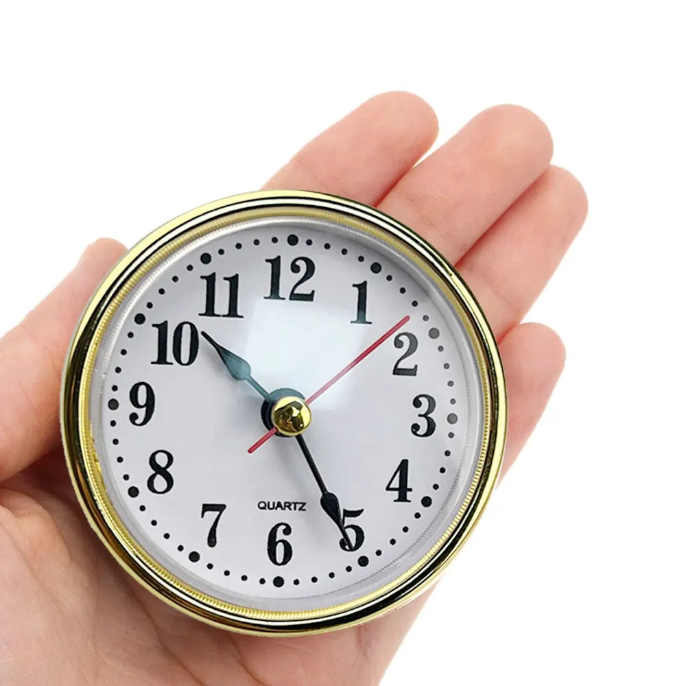65mm (2-1/2 in) Quartz Clock Insert with Arabic Dial – Round Movement for DIY & Wall Clock Repair, Gold or Silver