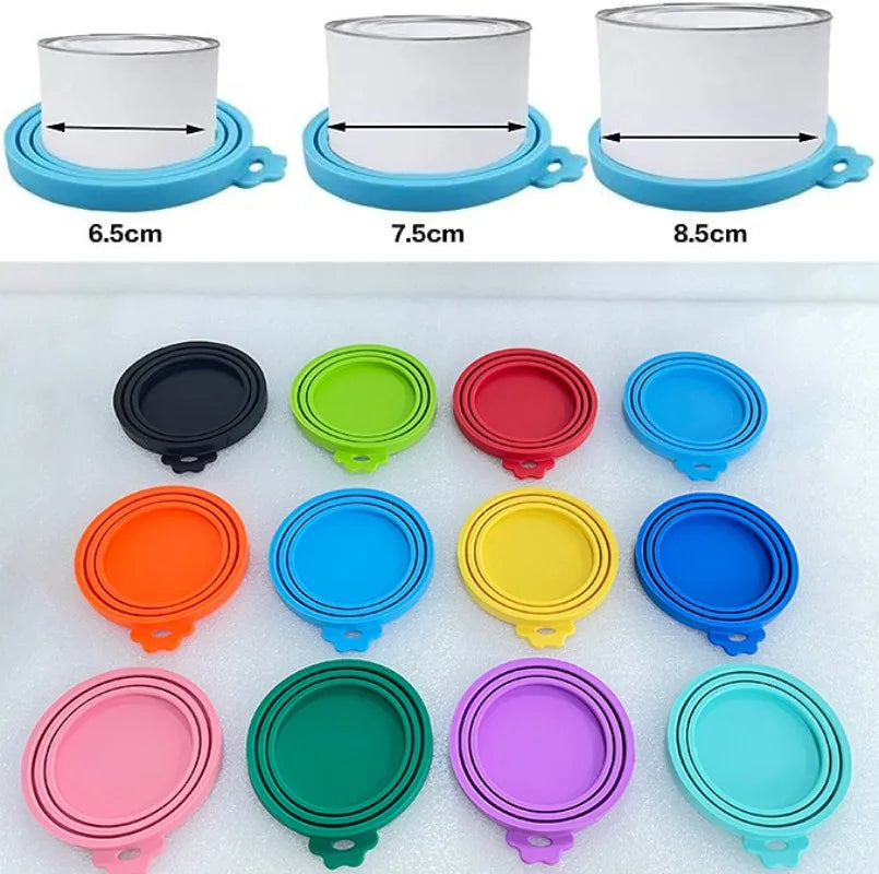 2-Pack Reusable Silicone Pet Food Can Covers with Spoon – Airtight Lids for Dog & Cat Cans, Fits 2.5–3.3 in (63–84 mm)