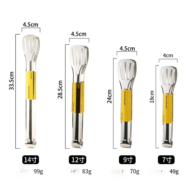 Stainless Steel Kitchen Tongs - 7/9/12/14 Inch Heat-Resistant Serving & BBQ Utensils