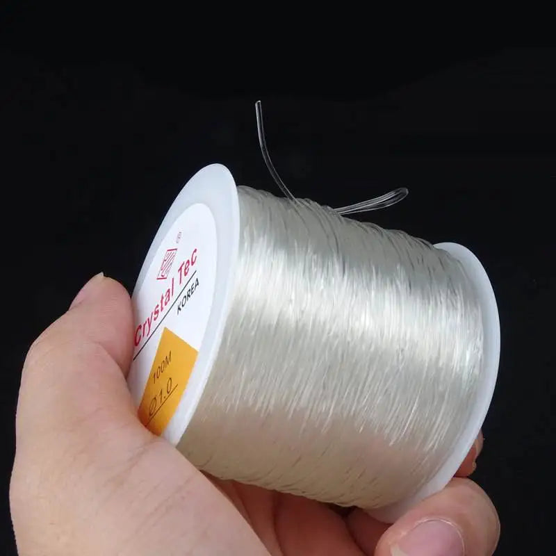 100m (328 ft) Transparent Elastic Crystal Beading Thread Cord 0.5–1mm Jewelry Making Stretch String for Necklaces & Bracelets