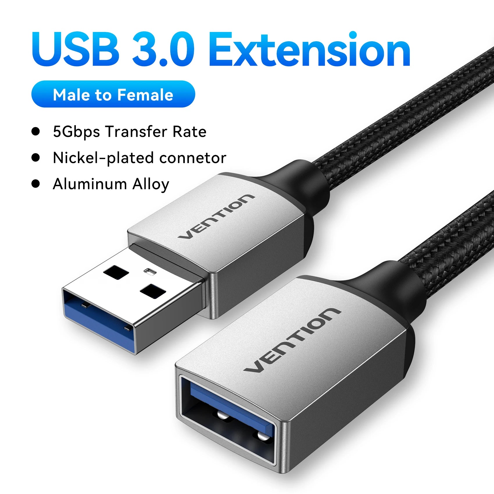 USB 3.0 Extension Cable (Male to Female) – 5Gbps High-Speed USB-A Data & Charging Cord for Smart TV, PS4, Xbox One, PC, Printers