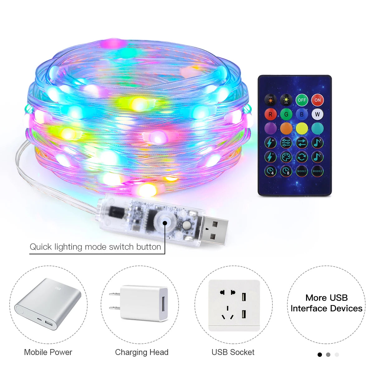 40 m (131 ft) RGBIC LED String Lights - Smart Bluetooth Music Outdoor Fairy & Festoon Lights, IP65 Waterproof, App & Voice Control