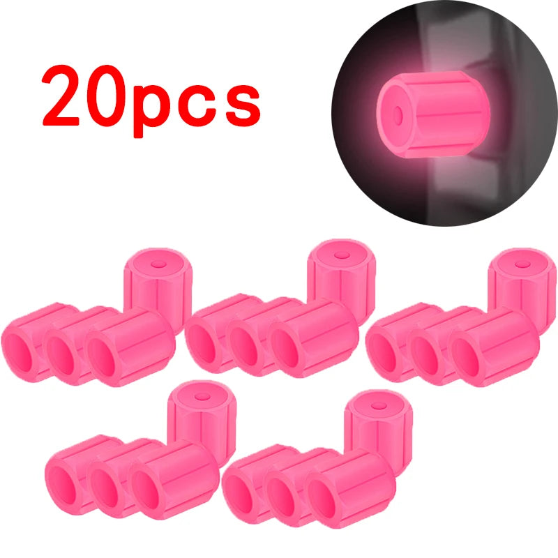 Luminous Tire Valve Caps - 6-Color LED Glowing Wheel Valve Caps for Car & Motorcycle (4/8/20-Pack)
