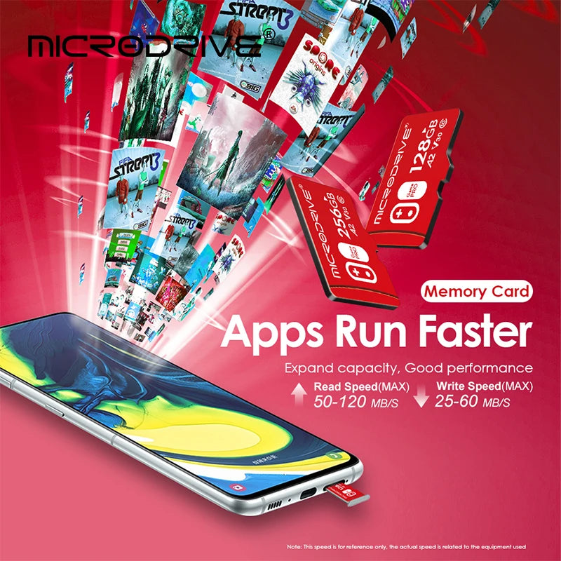 High-Speed microSDXC Memory Card 32/64/128/256GB U3 A1 for Phone, Camera, Tablet, Drone
