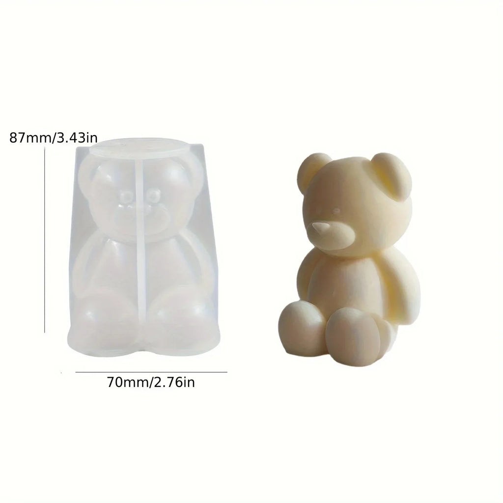 Silicone Bear Mold 3.4 x 2.8 x 2.8 in (8.7 x 7 x 7 cm) for Scented Candles, Soap & Resin Casting — Cute Animal Shape for Home Decor & Aromatherapy