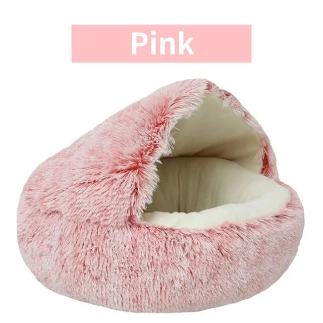 Plush Round Pet Bed 2-in-1 Removable Cover for Cats & Small Dogs – 40 cm (15.7 in), 50 cm (19.7 in)