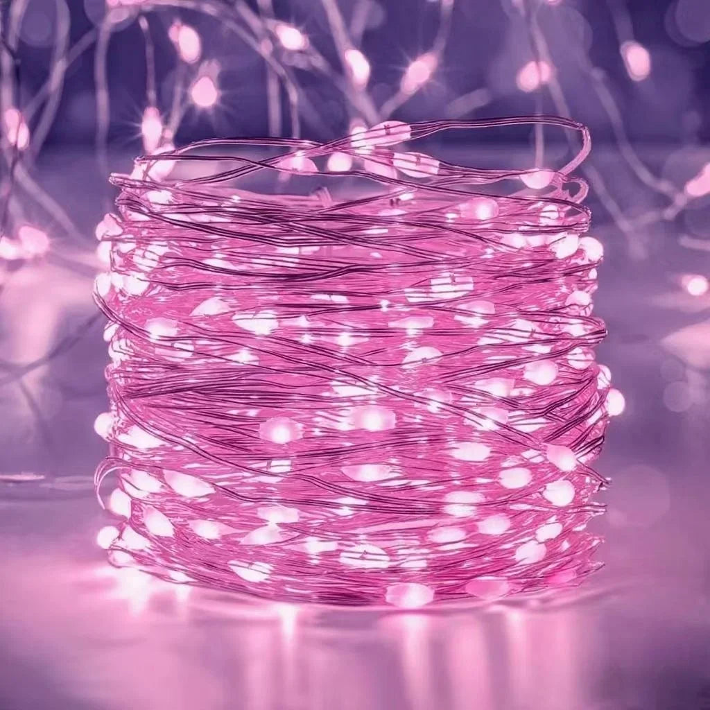 Battery Powered Copper Wire LED String Lights — 10/20/30/50/100 LED Options for Holiday, Wedding, Camping & Christmas Decor