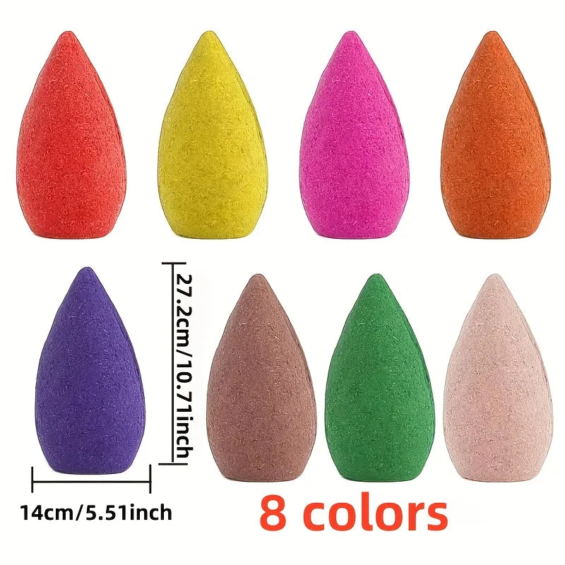 9-Pack Colorful Aromatherapy Incense Sticks, Agarwood Cone — Long-Lasting Fragrance & Smoke Falls for Relaxation