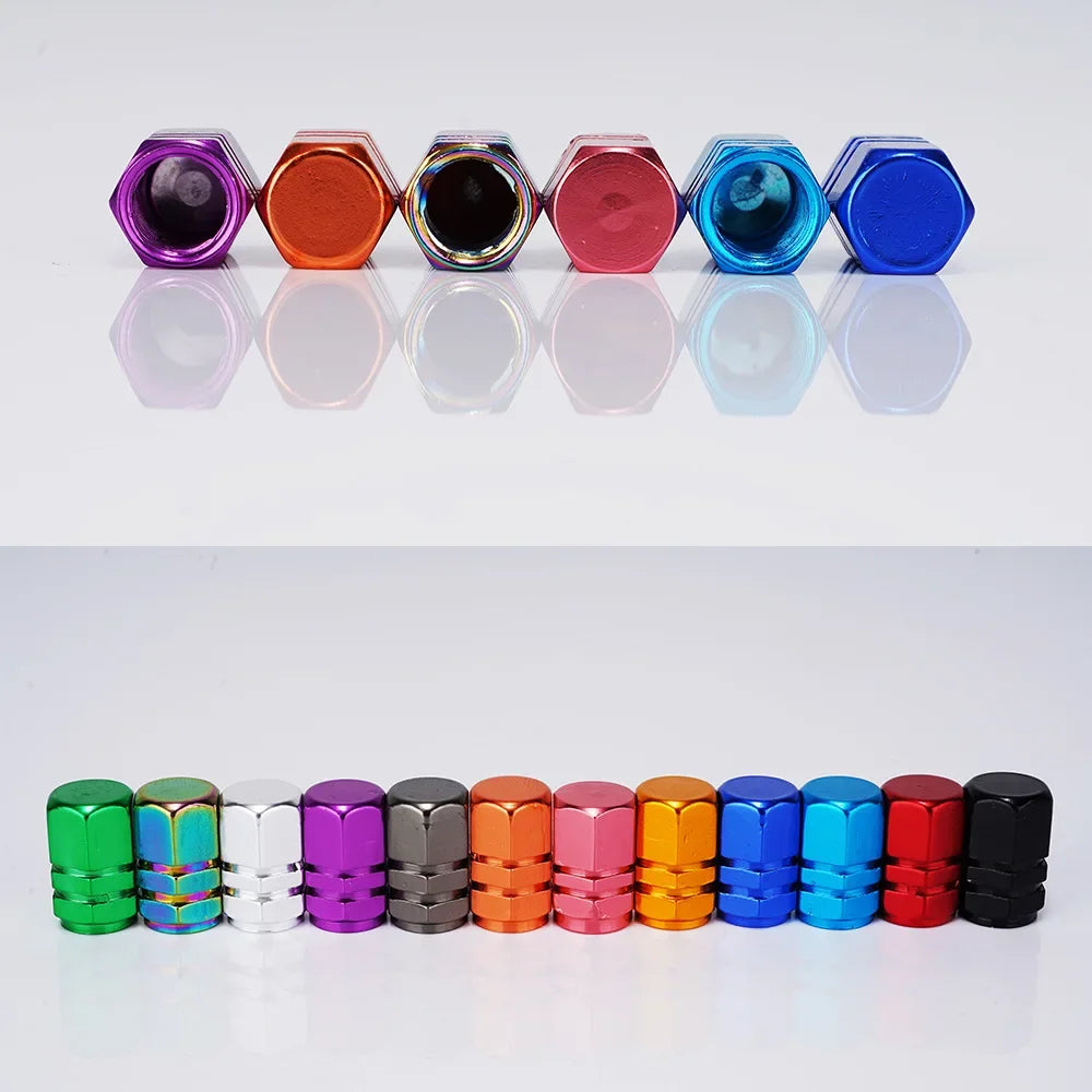 Aluminum Alloy Tire Valve Stem Caps — Dustproof Valve Caps for Car Motorcycle Bicycle (1.6 x 1.0 cm / 0.63 x 0.39 in)