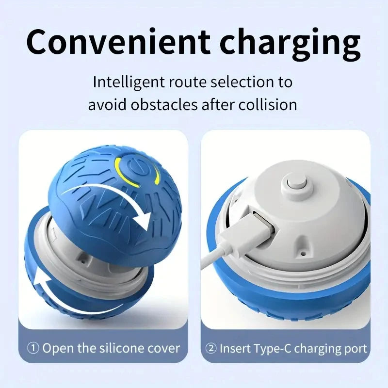 Automatic Interactive Dog Toy Ball USB Rechargeable Rolling Bouncing Chew Toy for Puppies to Large Dogs — Sizes 5.2 cm / 6.7 cm (2.05 in / 2.64 in)
