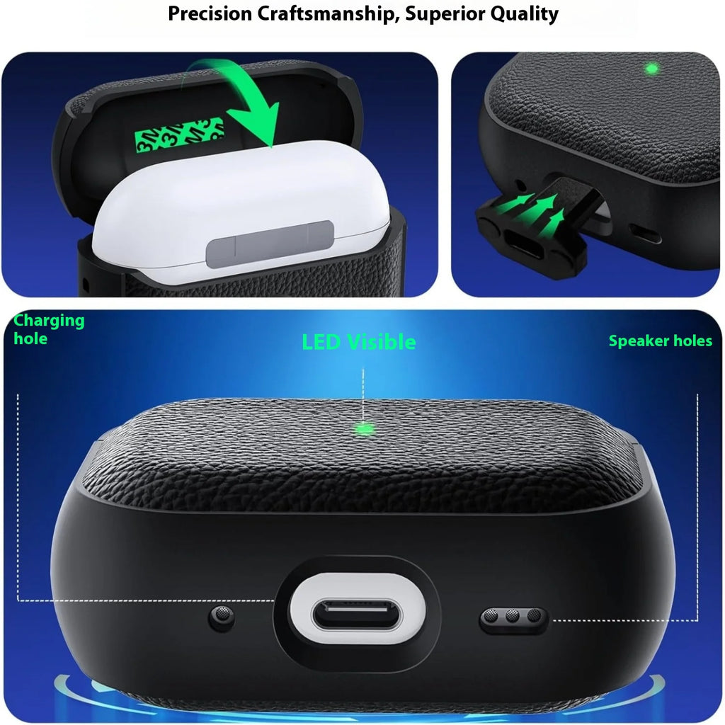 Soft TPU & PU Leather AirPods Case with Lanyard - Shockproof Protective Cover for AirPods 1/2/3/4 & Pro Series