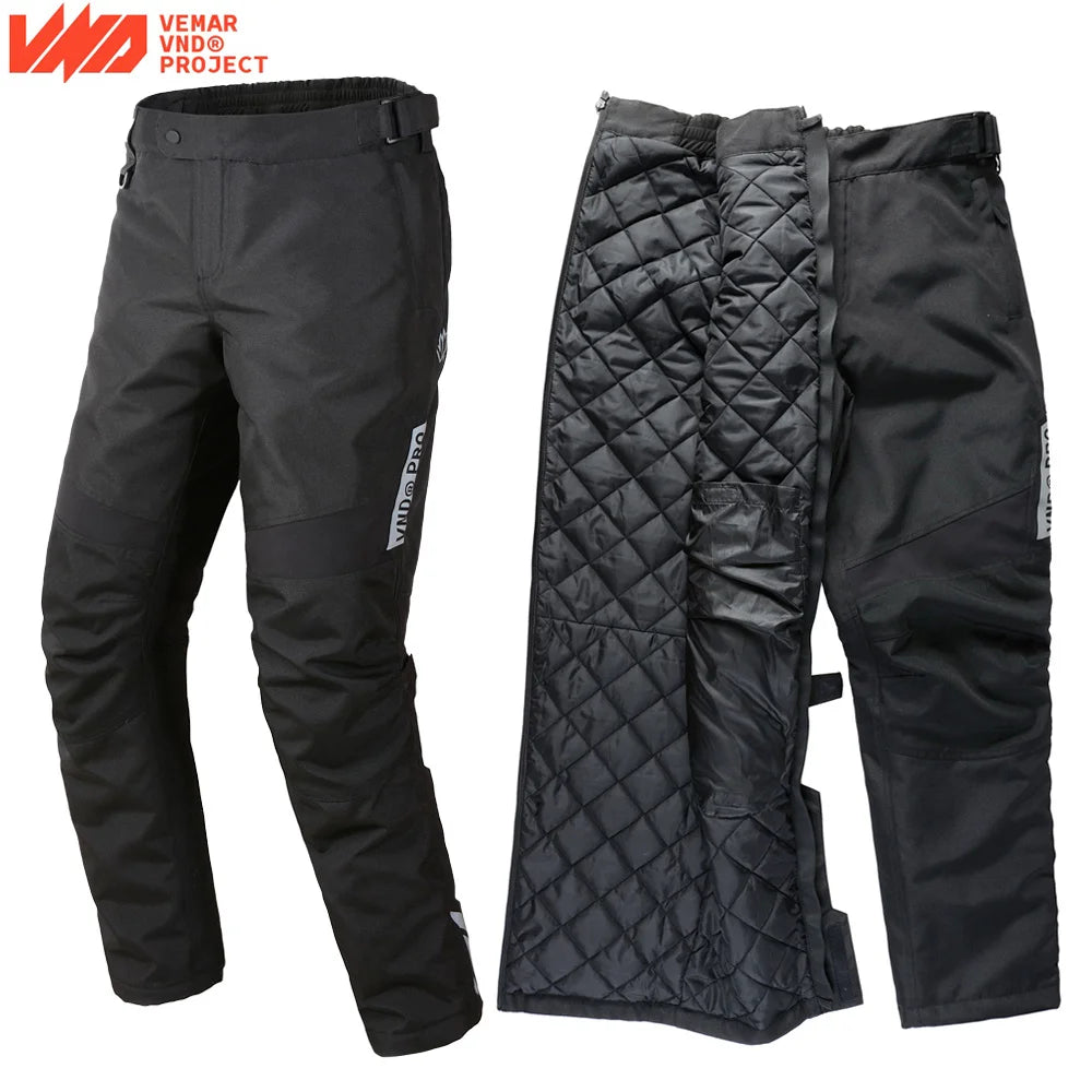 Winter Waterproof Motorcycle Overpants Quick-Release Touring Pants with CE Knee Pads, Insulated Windproof Motorbike Trousers for Men