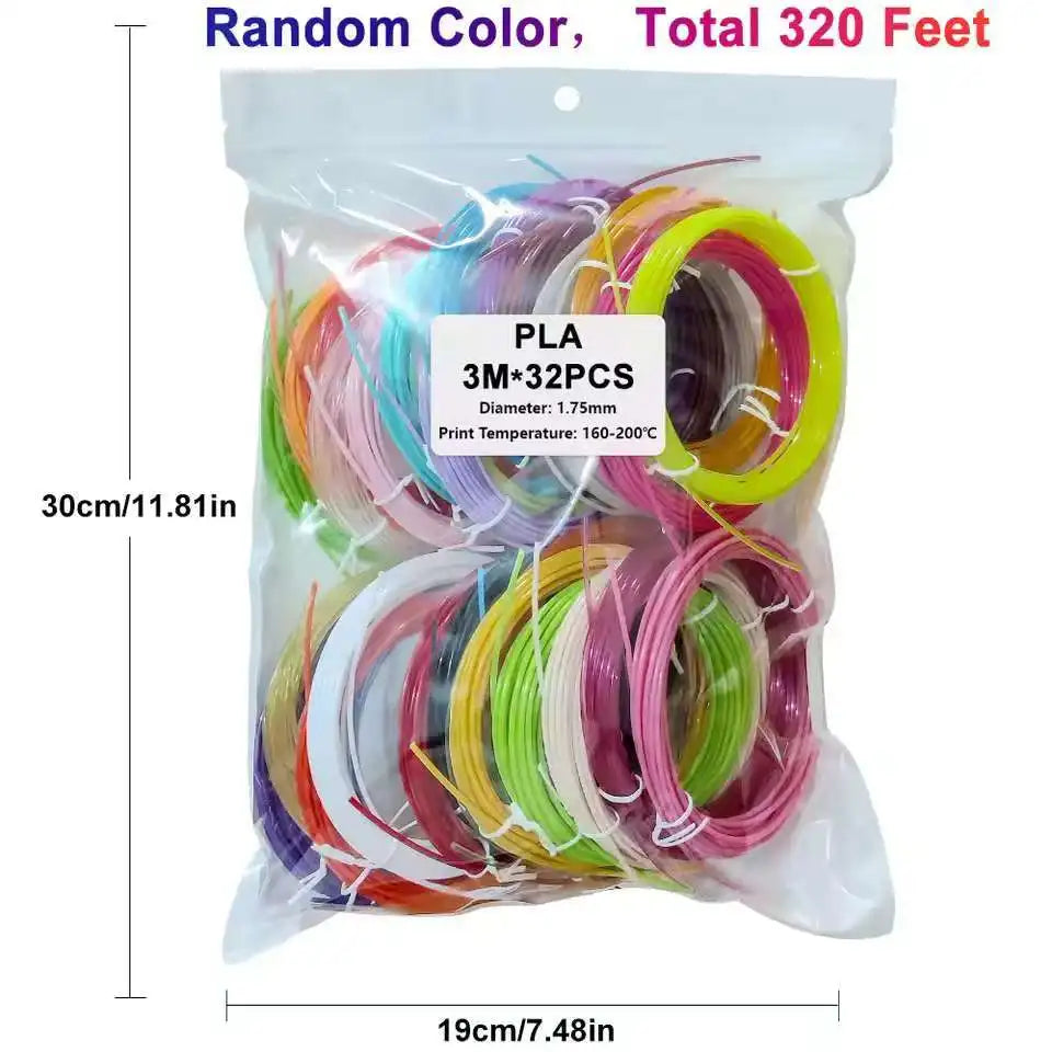 1.75mm PLA Filament 32-Color Multicolor Set for 3D Printing Pens