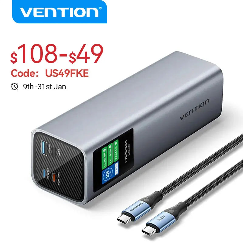140W 27000mAh Portable PD Power Bank, 100W Fast Charge External Battery for Laptops, Tablets & Smartphones