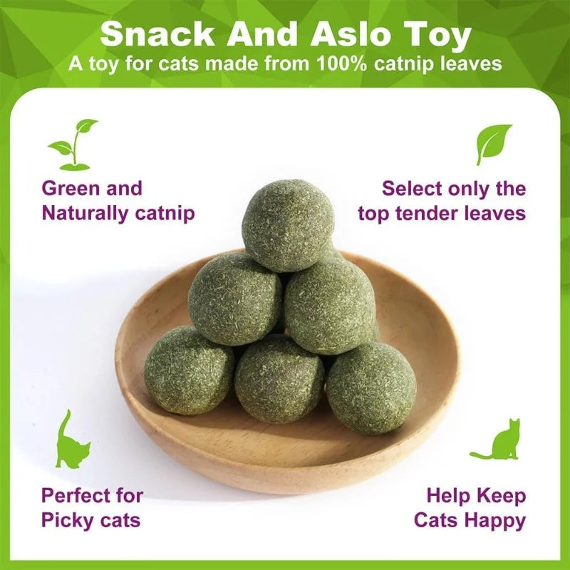 Natural Catnip Balls 5/10/20-Pack Lickable Kitten Toy for Cats
