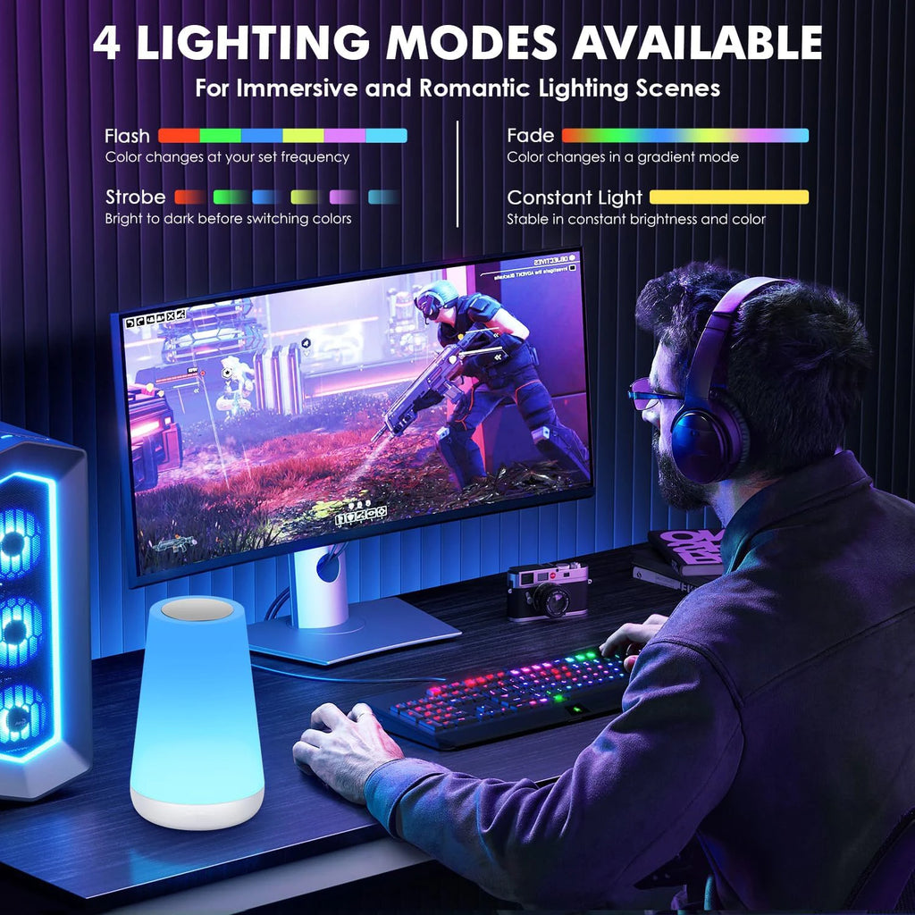 LED 13-Color RGB Rechargeable Night Light Remote & Touch Control USB Dimmable Portable Bedside Table Lamp