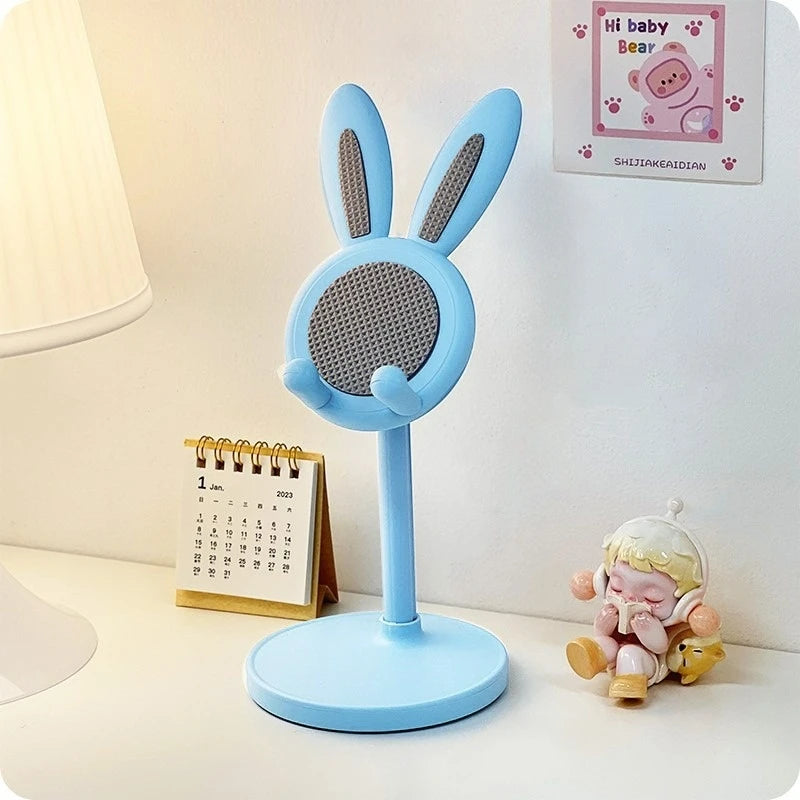 Cute Cartoon Bunny Adjustable Desktop Phone and Tablet Stand, Universal Smartphone Holder