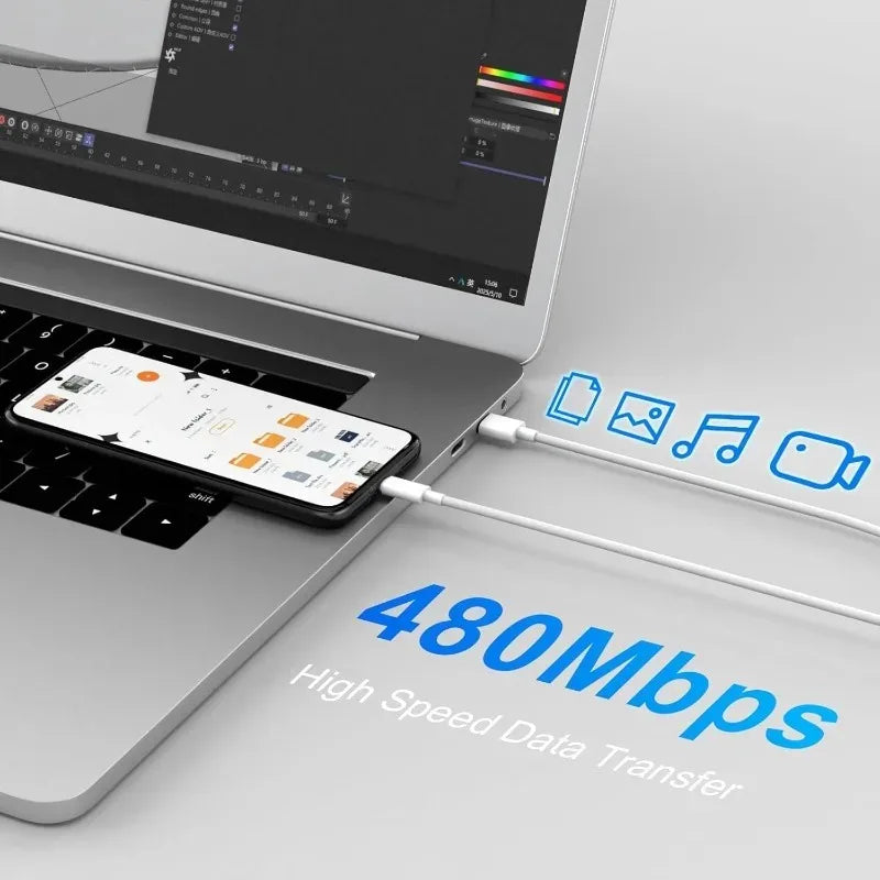 1/2/3 Pack 120W 10A USB-A to USB-C Fast Charging Cable, High-Speed Data Sync, Multiple Lengths (0.25–2 m / 9.8–78.7 in)