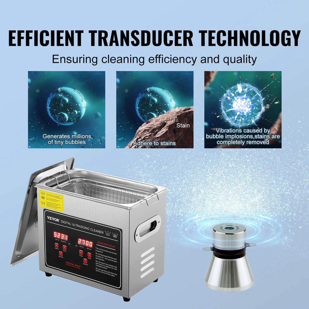 Stainless Steel Ultrasonic Cleaner — Portable Jewelry, Watch & Parts Washer (1.3–30L / 0.34–7.9 gal)