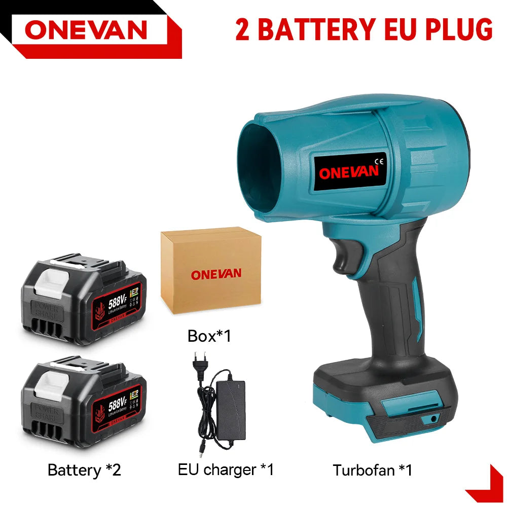 2000W Brushless Cordless Turbo Air Blower - 200 m/s High-Power Jet Fan for Leaves, Snow & Dust, Fits 18V Batteries