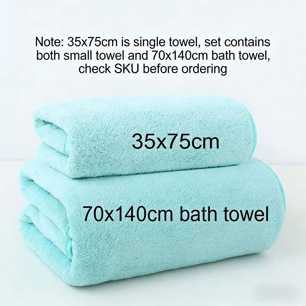 Coral Fleece Thickened Towel Set - Soft Absorbent Bath & Face Towels for Home & Gym