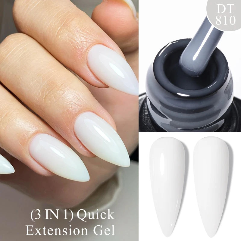 7ml Quick Extension Gel Nail Polish – Glitter Pink, Gold, Purple, Milky White | UV/LED Builder Gel for Nail Extensions