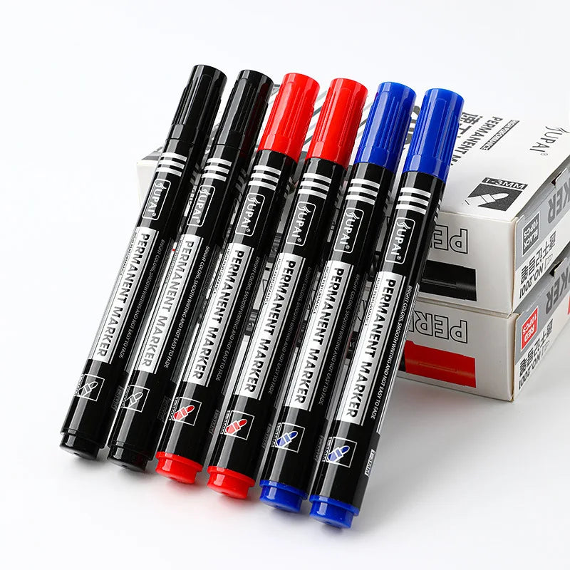 Permanent Fine Tip Marker Pens 1.5mm Waterproof Ink - 3/6 Pack Black Blue Red