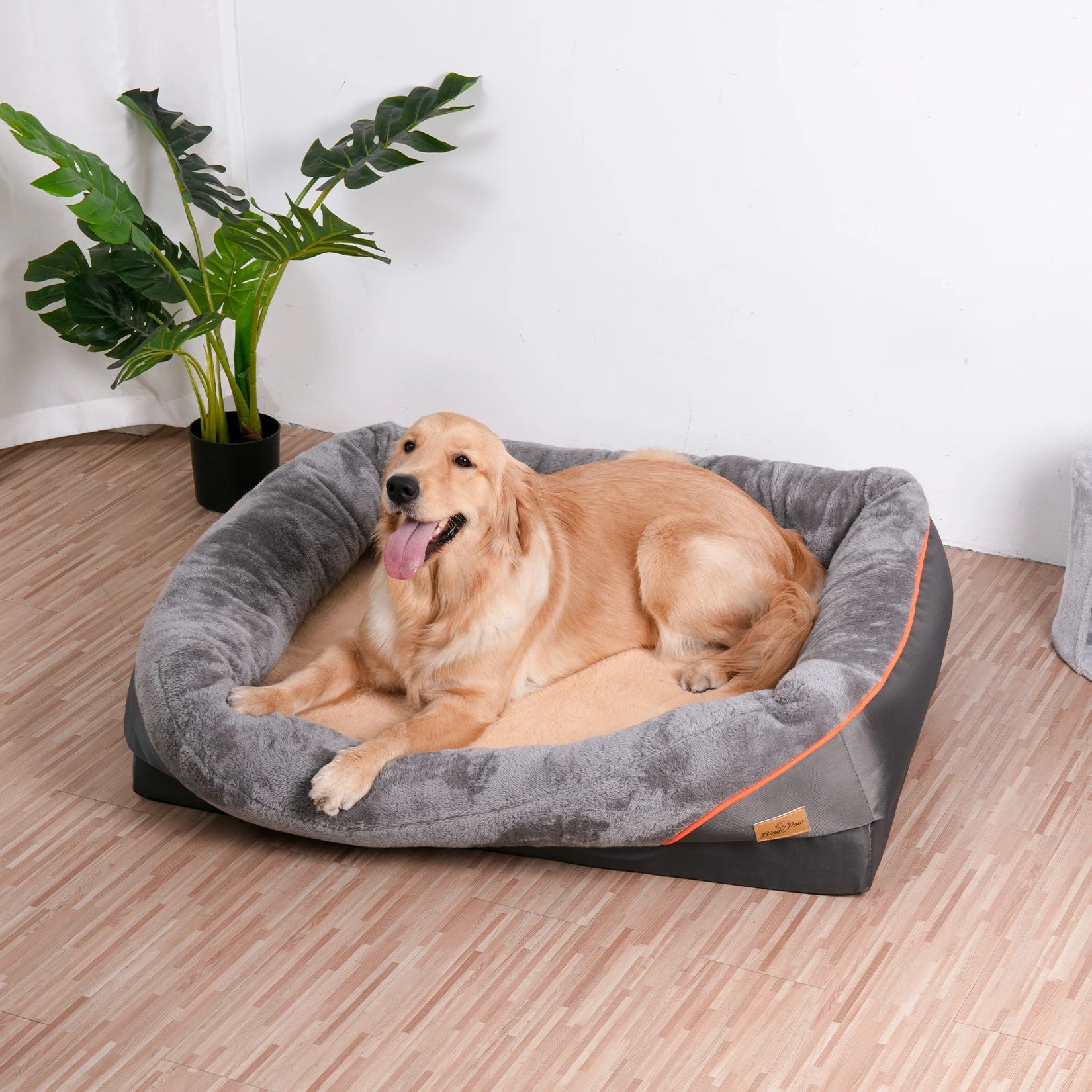 Orthopedic Dog Bed with Cotton-Padded Bolster, Removable Washable Cover – Non-Slip Waterproof Bottom (L, XL, 2XL, 3XL)