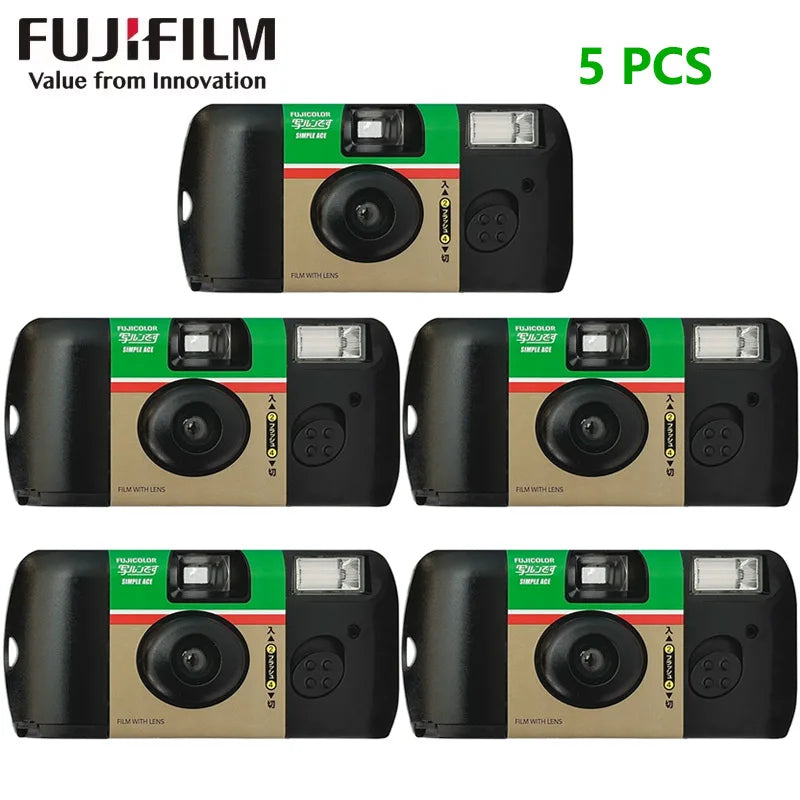 1-5 Pack Disposable 35mm Film Camera ISO 400, Single-Use with Built-In Flash, 27 Exposures