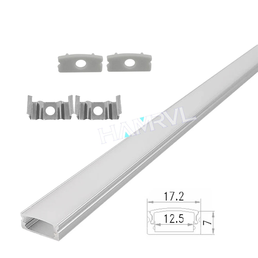 0.5m LED Aluminum Channel Kit 16x16mm - U/V/Y/W Profiles, Black or Silver, 2–30 Pack