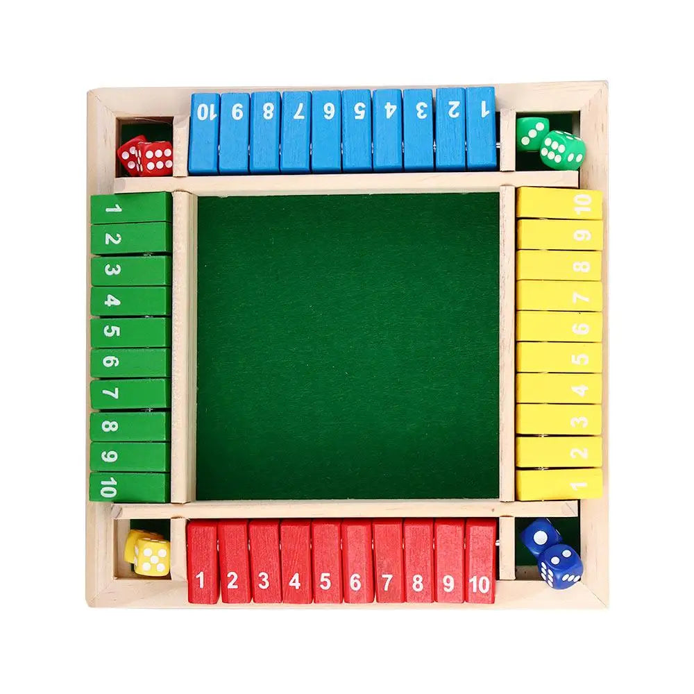Wooden Arithmetic Dice Game Shut the Box 4-Player Party & Family Number Game