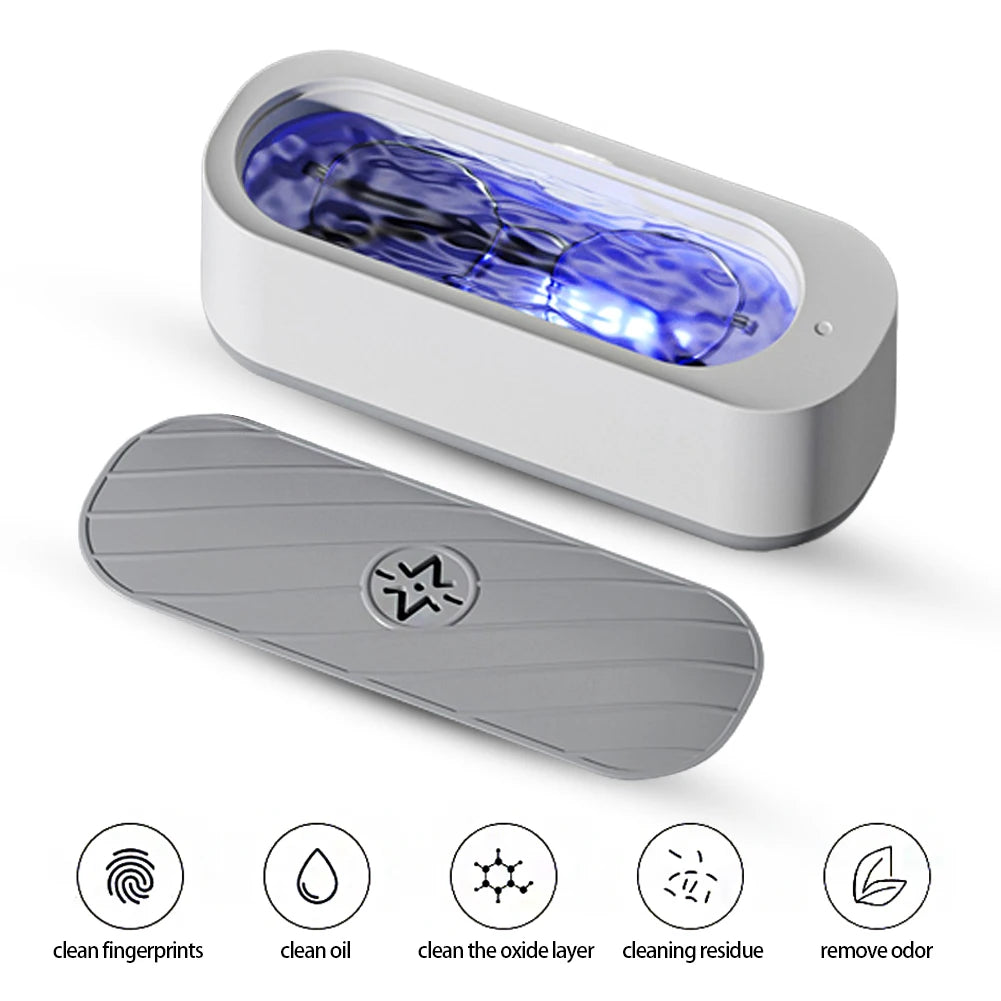 Portable Ultrasonic Cleaner for Jewelry & Glasses — USB Rechargeable or Battery-Powered with UV Sterilizer