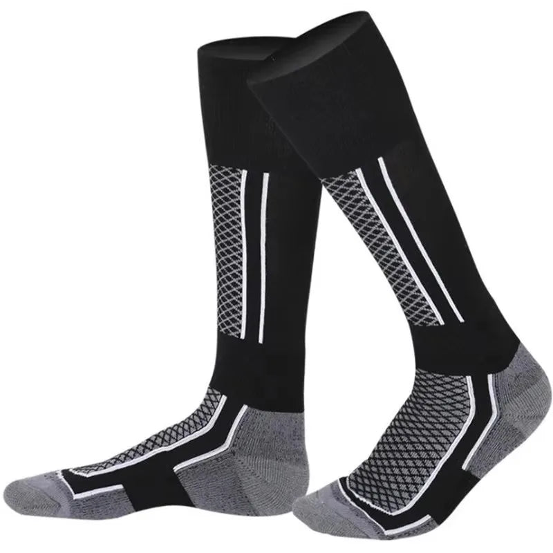 Thickened Knee-High Winter Ski Socks (1 Pair) - Thermal Terry Hiking & Sports Socks, Women EU 33-39 / Men EU 39-45